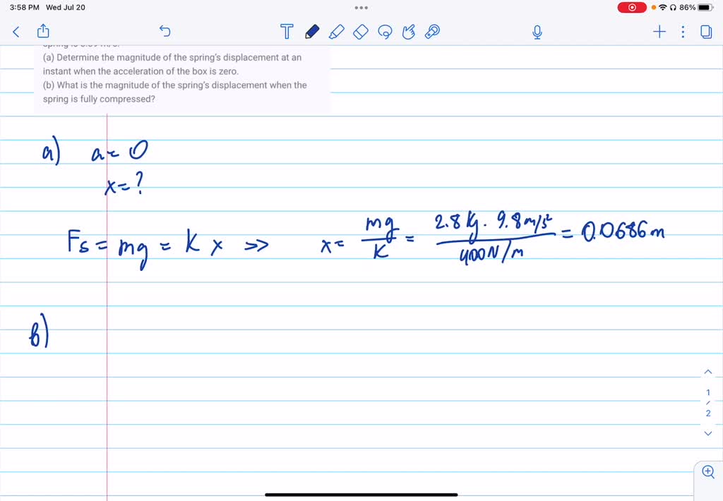 SOLVED A spring is resting vertically on a table. A small box is