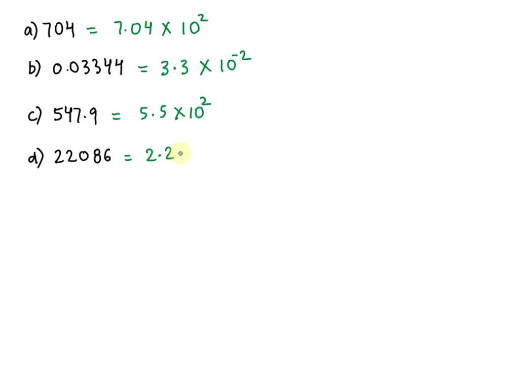 SOLVED Express each of the following numbers in exponential notation