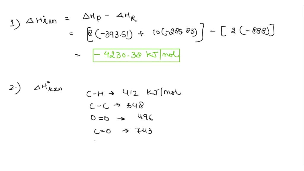 SOLVED Calculate Î”HÂ° rxn for the combustion of butane gas (C4H10