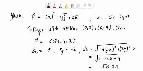 point-set-up-double-integral-for-calculating-the-flux-of-f-szi-yj-2k-through-the-part-of-the-surface-plane-with-vertices-0-0-04-and-30-oriented-upward-51-2y-3-above-the-triangle-in-the-xy-in-69471