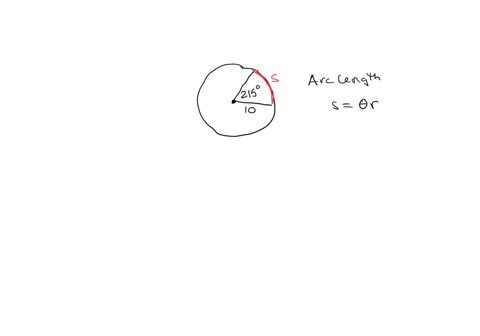 find-the-arc-length-along-a-circle-of-radius-10-units-subtended-by-an-angle-of-215-leave-your-answer-in-exact-form-63613
