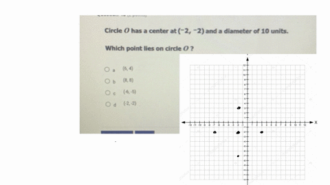 circle-o-has-a-center-at-2-2-and-a-diameter-of-10-units-which-point-lies-on-circle-o-a-64-b-88-c-6-5-d-2-2