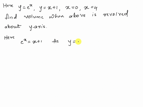 find-the-volume-of-the-solid-formed-by-rotating-the-region-bounded-by-the-given-curves-about-the-indicated-axis-of-revolution-y-ex-y-x-1-x-0-x-4-about-the-y-axis-24273