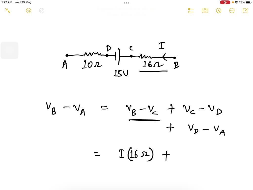 SOLVED What is the potential difference VB VA when I = 0.50 A in the