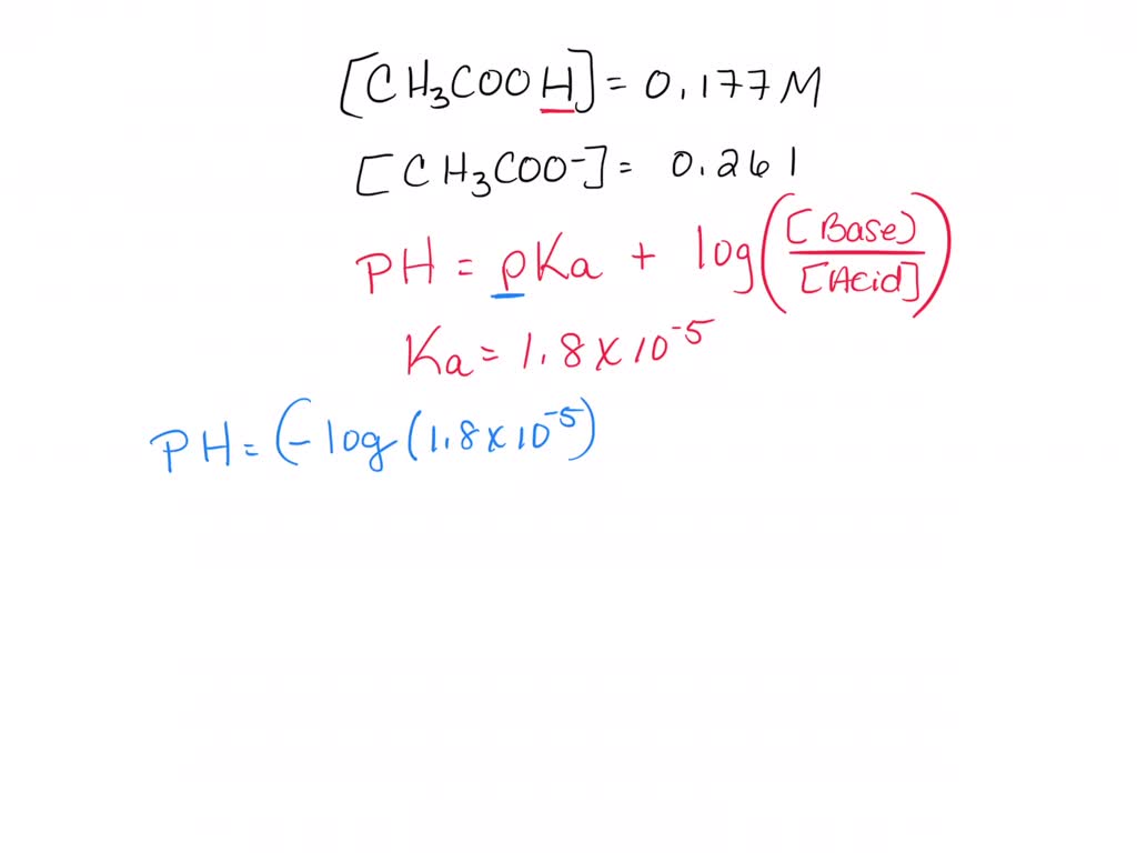 SOLVED: the concentration of the weak acid (CH3COOH) is 0. 0177 M and ...