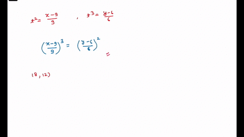 find-the-equations-of-the-tangent-lines-to-the-curve-described-by-x-9t2-9-y-6t3-6-that-pass-through-the-point-18-12-enter-your-answers-as-a-comma-separated-list-50288