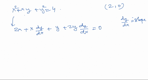 use-implicit-differentiation-to-find-an-equation-of-the-tangent-line-to-the-graph-at-the-given-point-x2-xy-y2-4-2-0-yx-24435