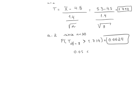 in-order-to-conduct-a-hypothesis-test-for-the-population-mean-a-random-sample-of-9-observations-is-drawn-from-a-normally-distributed-population-the-resulting-sample-mean-and-sample-standard-97485