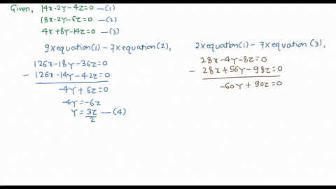 6-solve-the-following-by-gauss-elimination-and-back-substitution-or-indicate-the-nonexistence-of-solutions-a-14x-2y-4z-0-b-2x-y-3z-8-18x-2y-6z-0-5x-2z-3-4x-8y-14z-0-8x-y-7z-0-37432