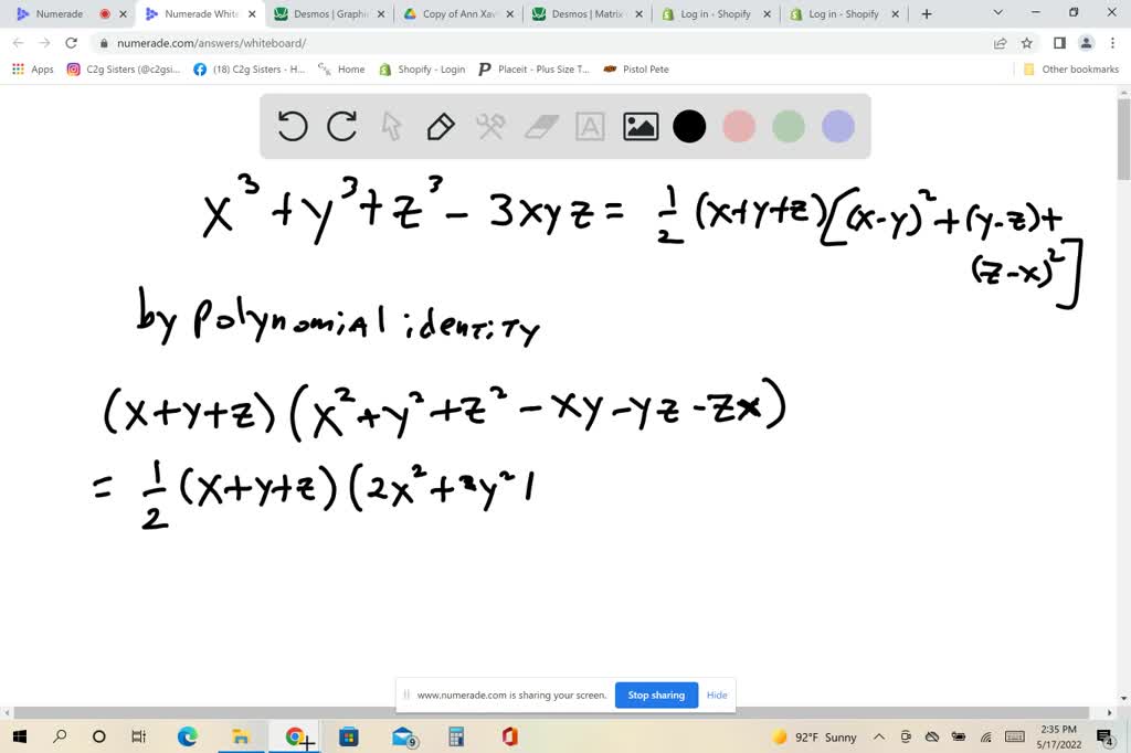 SOLVED: Verify that x cube + y cube + z cube minus 3 x y z is equal to ...