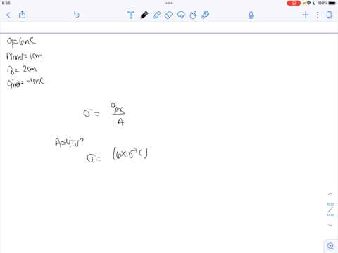 Point charge of 80 nc is placed at the center of a hollow...