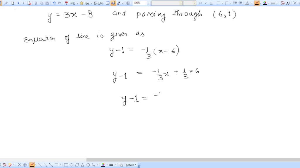 SOLVED: 'A line is perpendicular to y = 3x - 8 and intersects the point ...