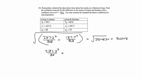 10-researchers-collected-the-data-shown-here-about-the-results-on-a-statistics-exam-find-the-confidence-interval-for-the-difference-in-the-means-of-males-and-females-with-a-confidence-level-32052