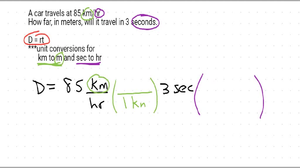 SOLVED A car is driving at 85 kilometers per hour. How far in