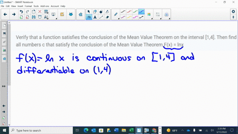 verify-that-a-function-satisfies-the-conclusion-of-the-mean-value-theorem-on-the-interval-14-then-find-all-numbers-c-that-satisfy-the-conclusion-of-the-mean-value-theoremfx-lnx-44307