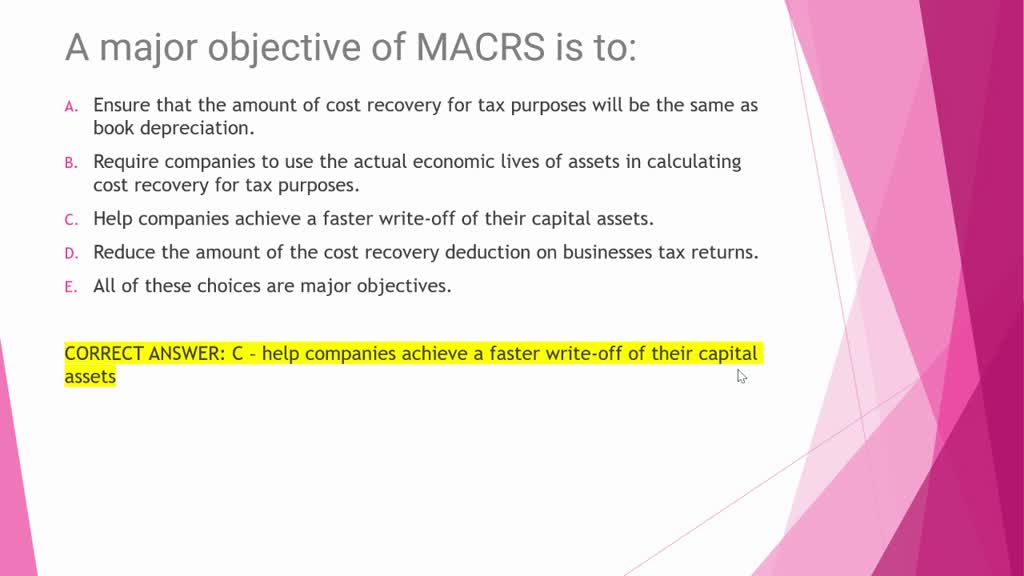 SOLVED The acronym MACRS stands for which of the following? Multiple