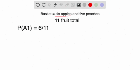 a-basket-contains-six-apples-and-five-peaches-three-times-you-randomly-select-a-piece-of-fruit-return-it-to-the-basket-and-then-mix-the-fruit-all-three-times-the-fruit-is-an-apple-find-the-p-13858