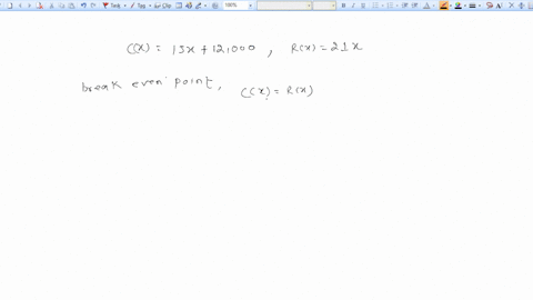 find-the-break-even-point-for-the-firm-whose-cost-function-c-and-revenue-function-r-are-given-cx15-x-77557