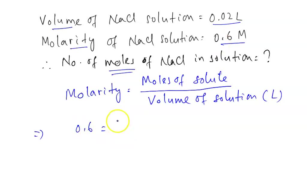 SOLVED: How many moles of NaCl are contained in 0.0200 L of the above ...