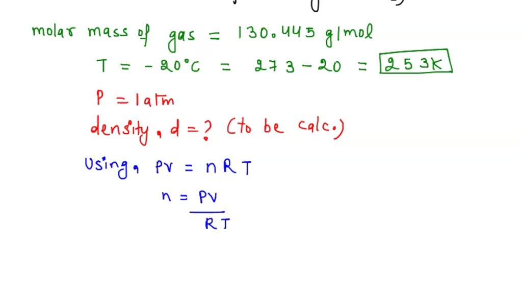 SOLVED Calculate to three significant digits the density of chlorine