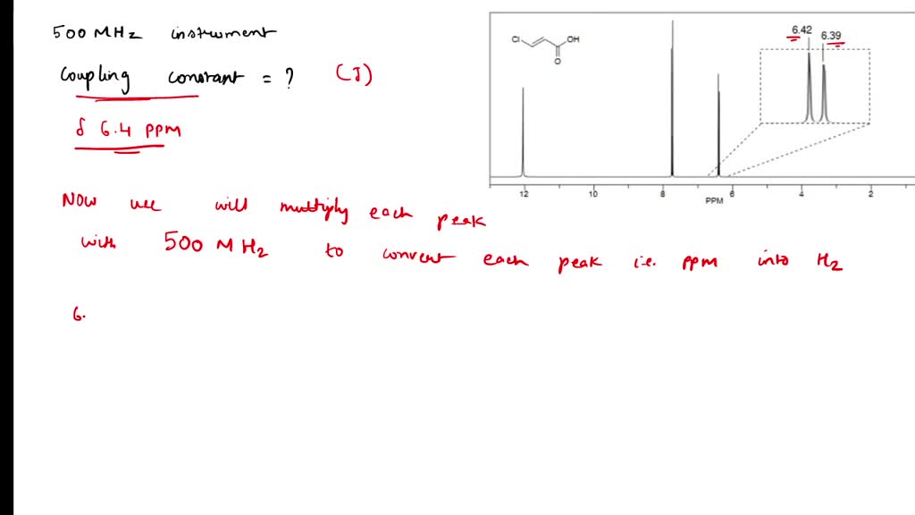SOLVED Calculate the coupling constant for the NMR signal at 6.4 ppm