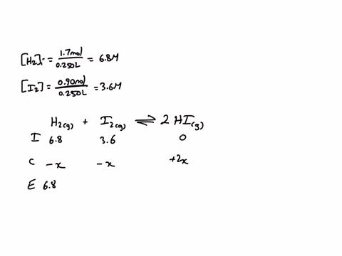 suppose-a-250ml-flask-is-filled-with-17mol-of-h2-and-090mol-of-i2-the-following-reaction-becomes-possible-h2gi2g-2hig-the-equilibrium-constant-k-for-this-reaction-is-551-at-the-temperature-o-06415