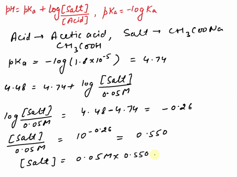 show-the-calculations-involved-and-describe-how-you-will-prepare-a-100-ml-005-m-ch3cooh-nach3coo-buffer-with-a-ph-of-448-from-010-m-acid-and-015-m-salt-stock-solutions-ka-18-x10-5-01387