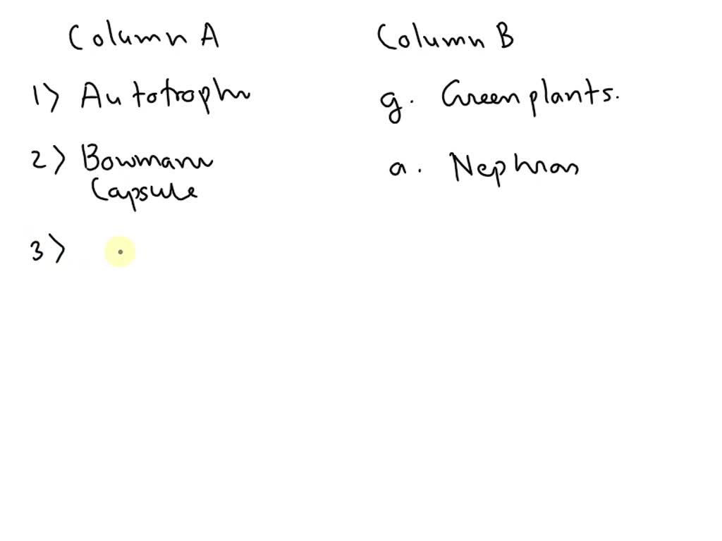 SOLVED: Match the items given in Column A with those in Column B and ...