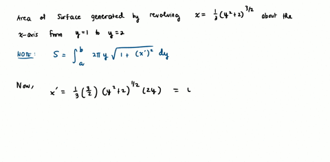 find-the-area-of-the-surface-obtained-by-rotating-the-curve-x-13y2-232-about-the-x-axis-from-y-1-to-y-2-98088