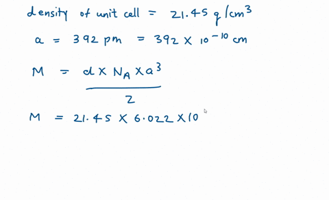 a-metallic-solid-with-atoms-in-a-face-centered-cubic-unit-cell-with-an-edge-length-of-392-pm-has-a-d-21857
