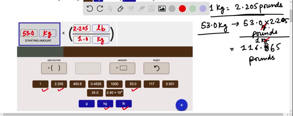 a large stone weighs 530 kg how many pounds does it weigh starting amount add factor answer reset 2205 4536 04535 1000 530 117 0001 240 240 104 kg ib 09202