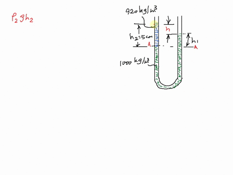 oil-and-water-do-not-mix-a-u-shaped-tube-is-filled-mostly-with-water-but-a-small-amount-of-vegetable-oil-has-been-added-to-one-side-as-shown-in-the-sketch-the-density-of-the-water-is-100-x-1-05343