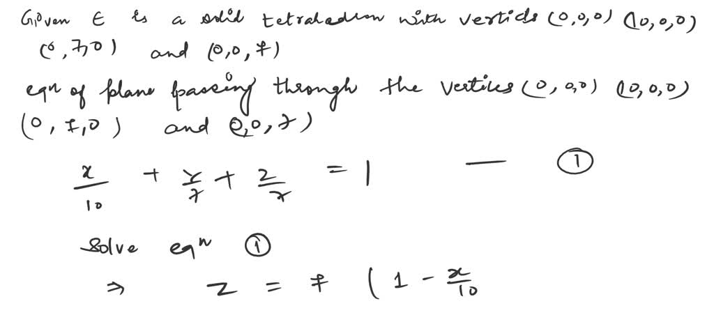 SOLVED: Evaluate the triple integral ∭ExydV where E is the solid ...