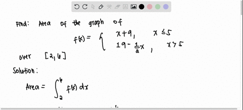 find-the-area-under-the-graph-of-f-over-the-interval-26-fx-x9-for-x5-1912x-for-x5