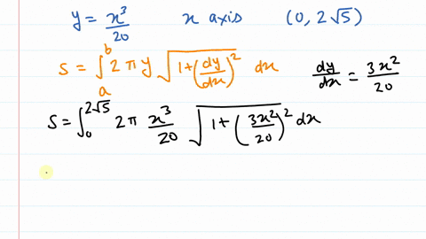 find-the-area-of-the-surface-generated-when-the-given-curve-is-revolved-about-the-x-axis-y-x3-20-on-0-2sqrt5-use-pie-in-final-answer-as-needed-26886