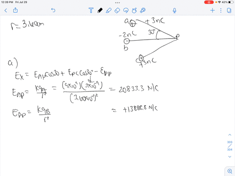 three-point-charges-are-located-on-a-circular-arc-as-shown-in-the-figure-below-let-r-360-cm-assume-that-the-x-axis-is-to-the-right-and-the-y-axis-is-up-along-the-page-300-nc-200-nc-3009-3002-89803