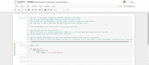 python a year in the modern gregorian calendar consists of 365 days in ...