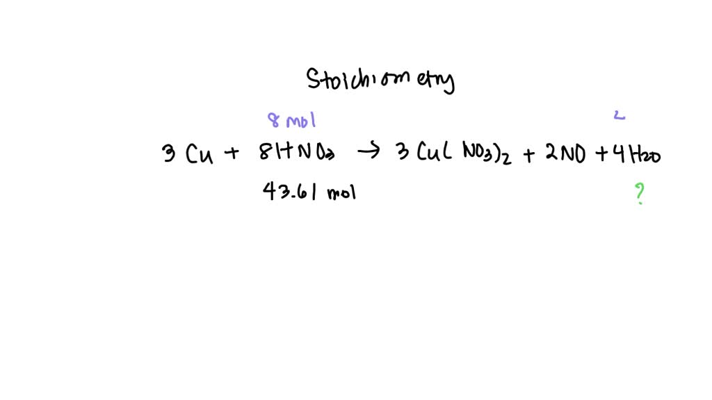 8hno3 3cu Cu No3 2 No H2o SOLVED: 3 Cu + 8HNO3 → 3 Cu(NO3)2 + 2 NO + 4 H2O In the above equation