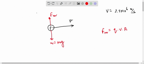 a-proton-moves-at-25-x-106-ms-horizontally-along-the-x-axis-at-a-right-angle-to-a-magnetic-field-what-is-the-strength-and-direction-of-the-field-that-is-required-to-just-balance-the-weight-o-24854