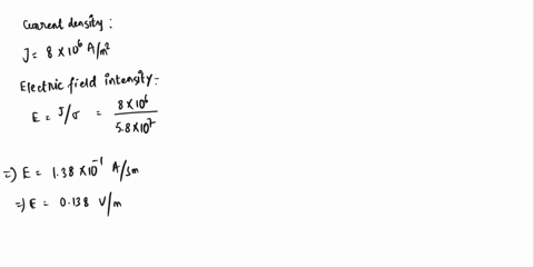 the-free-charge-density-in-copper-is-181-x-1010-cm3-for-a-current-density-of-8-x-106-am2-find-the-electric-field-intensity-and-the-drift-velocity-16014