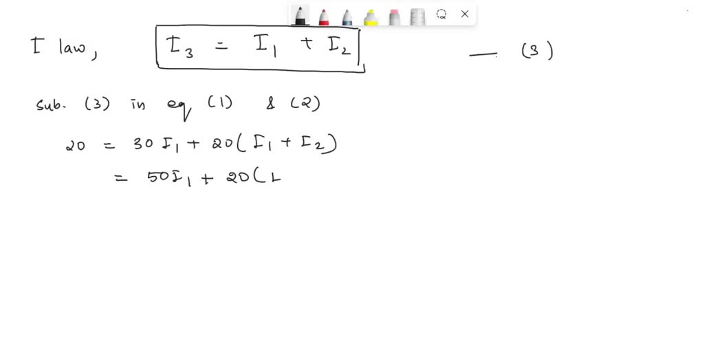 SOLVED: Use Kirchhoff's law to determine the value of current I1, I2 ...