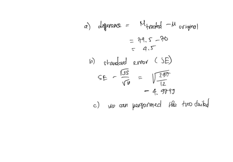 a-random-sample-of-n12-individuals-is-selected-from-a-population-with-mu70-and-a-treatment-is-admini-53832