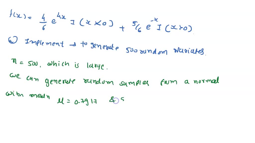 SOLVED: Develop a random variate (composition method) generator for the ...