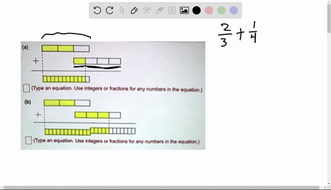 what-addition-fact-is-illustrated-by-the-fraction-strip-models-in-part-a-and-part-b-below-a-type-an-equation-use-inlegers-or-fractions-for-any-numbers-in-the-equation-b-type-an-equation-use-55297