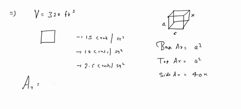 rectangular-box-with-a-volume-of-320-ft3-is-to-be-constructed-with-a-square-based-and-top-the-cost-per-square-foot-for-the-bottom-is-15-cents-for-the-top-is-10-cents-and-for-the-sides-is-25-76356