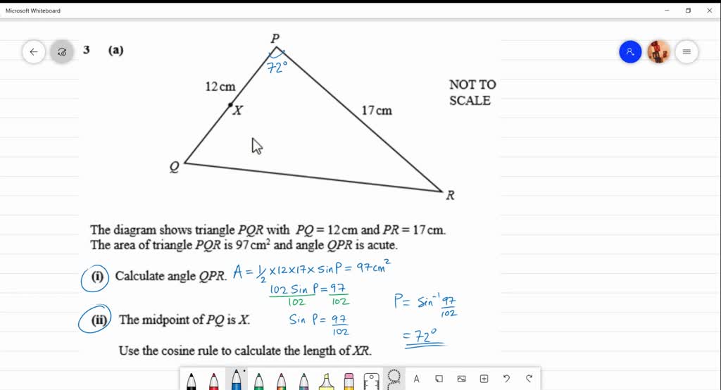 SOLVED: 12 cm NOT TO SCALE 17 cm The diagram shows triangle PQR with PQ ...