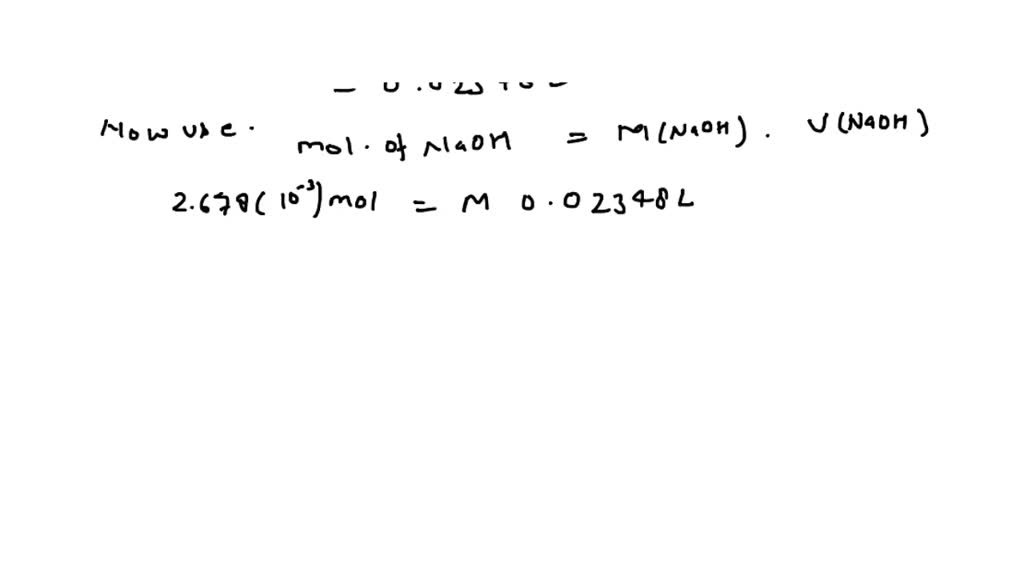 SOLVED A student attempts to standardize a NaOH solution. Data from his two titrations are SOLVED A student attempts to standardize a NaOH solution. Data from his two titrations are