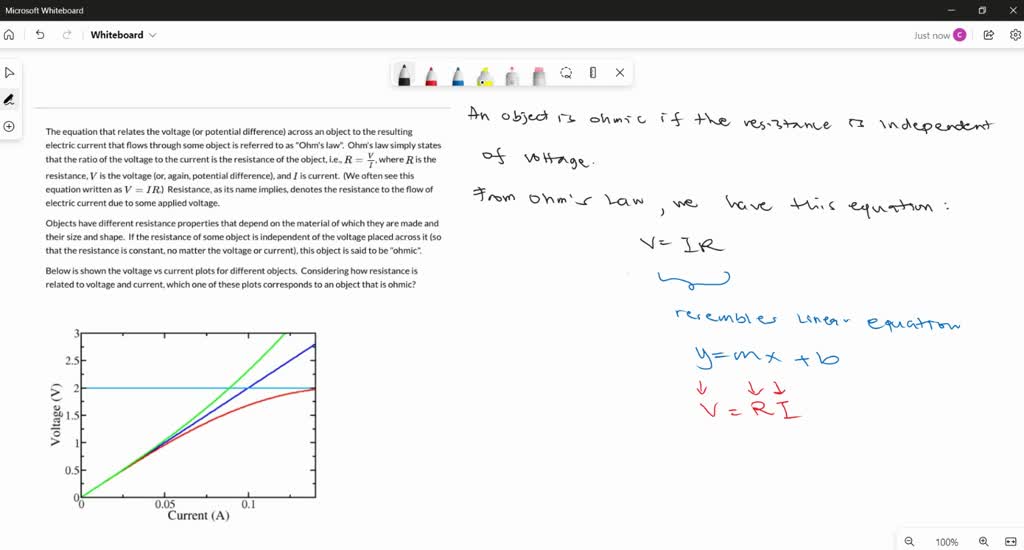 The equation that relates the voltage (or potential difference 