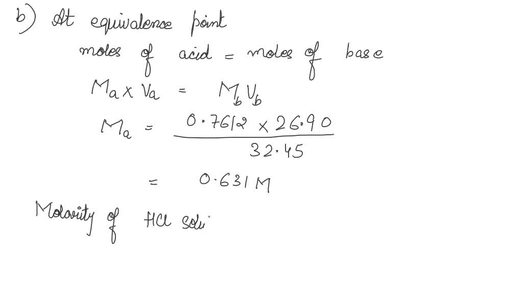 SOLVED 2.A 32.45 mL sample of hydrochloric acid is titrated with 0.