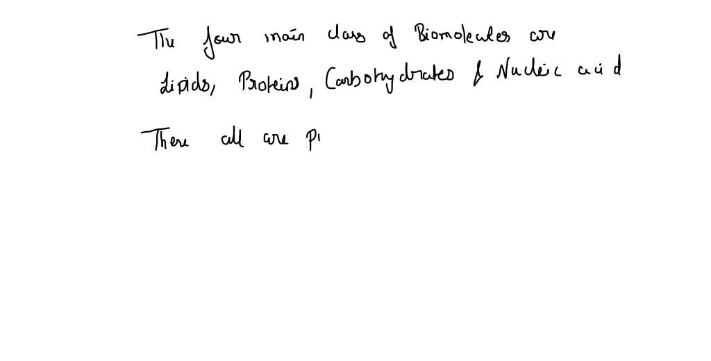 SOLVED The four main classes of biomolecules are proteins, nucleic acids, carbohydrates and